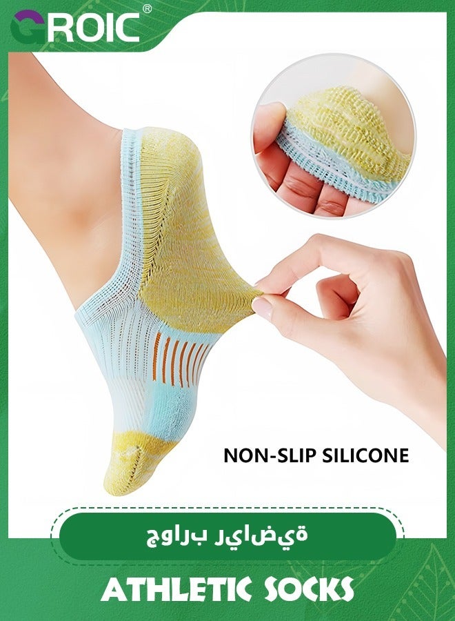 GROIC 5 Pack Running Ankle Socks, Women's Athletic Sport Socks Cushioned, Ankle Running Socks Cushioned Low Cut Tab Athletic Socks, Women's Running Socks Cushioned - Image 2