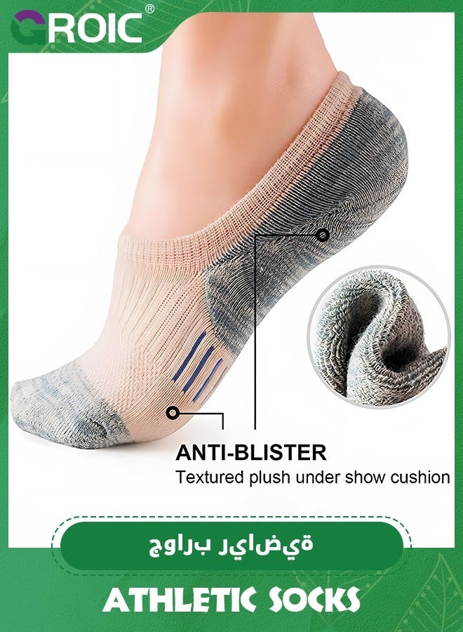 GROIC 5 Pack Running Ankle Socks, Women's Athletic Sport Socks Cushioned, Ankle Running Socks Cushioned Low Cut Tab Athletic Socks, Women's Running Socks Cushioned - Image 4