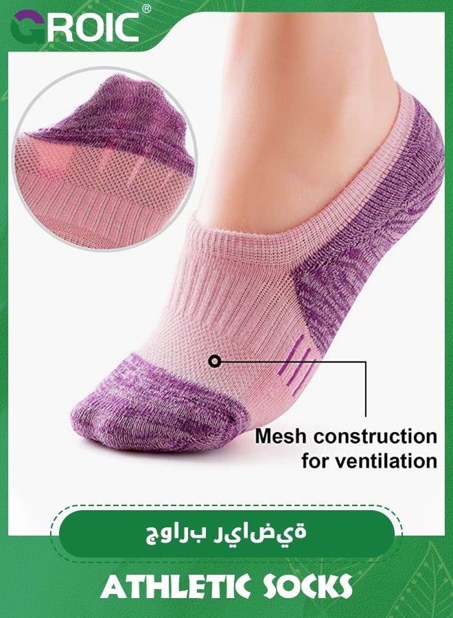 GROIC 5 Pack Running Ankle Socks, Women's Athletic Sport Socks Cushioned, Ankle Running Socks Cushioned Low Cut Tab Athletic Socks, Women's Running Socks Cushioned - Image 3