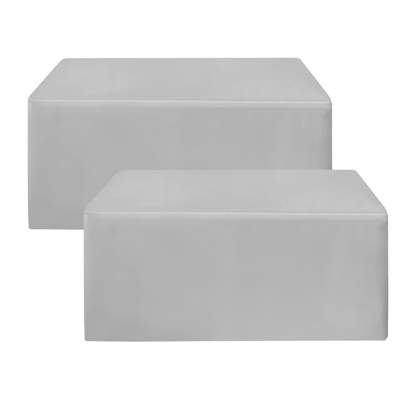 Holidayideas Fitted Silver Grey Table Covers - 96 X 30 Inch - 2 Pack Rectangle Tablecloths For 8 Foot Folding Tables  Polyester Fabric Table Cloth For Parties  Farmers Market  Trade Show - Image 1