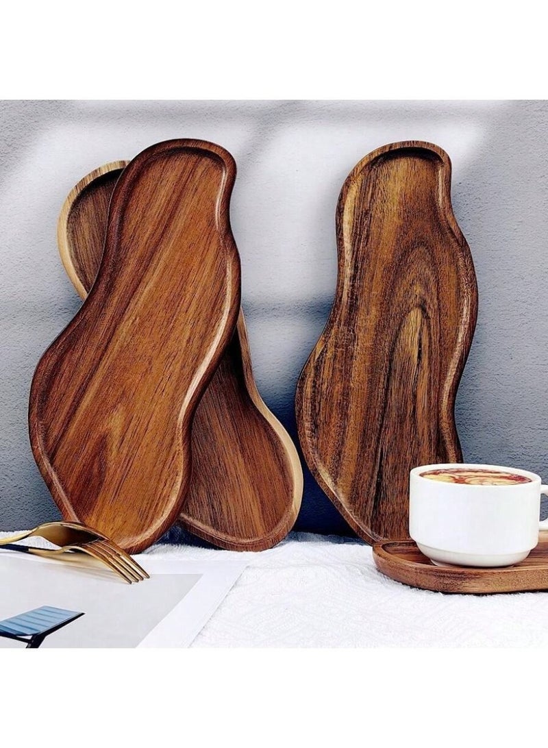 صينية تقديم خشبية طبيعية بتصميم سحابي مبتكر مع قاعدة أكواب سداسية، أطباق خشبية فاخرة لتقديم القهوة وتنسيق المجوهرات وديكور المنزل العصري والأنيق - Image 4