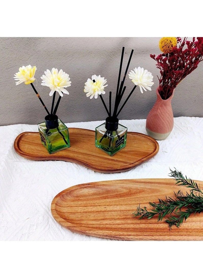 صينية تقديم خشبية طبيعية بتصميم سحابي مبتكر مع قاعدة أكواب سداسية، أطباق خشبية فاخرة لتقديم القهوة وتنسيق المجوهرات وديكور المنزل العصري والأنيق - Image 3