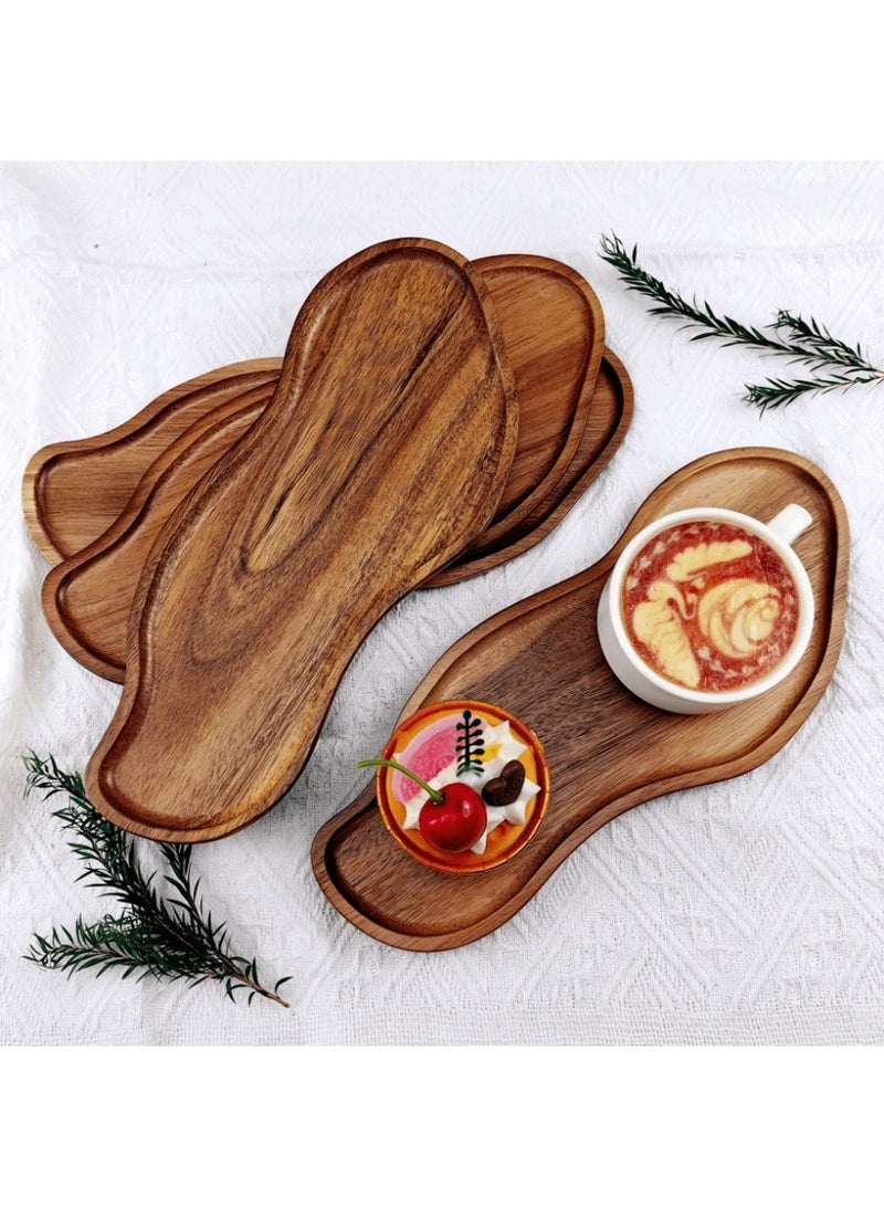 صينية تقديم خشبية طبيعية بتصميم سحابي مبتكر مع قاعدة أكواب سداسية، أطباق خشبية فاخرة لتقديم القهوة وتنسيق المجوهرات وديكور المنزل العصري والأنيق - Image 1