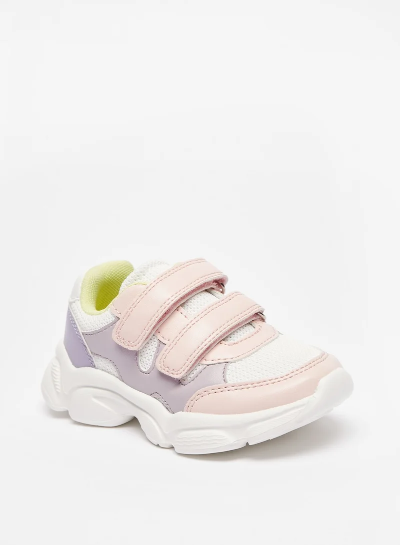 Flora Bella By Shoexpress Girls Colourblocked Sneakers with Hook and Loop Closure