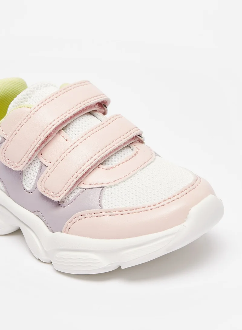 Flora Bella By Shoexpress Girls Colourblocked Sneakers with Hook and Loop Closure