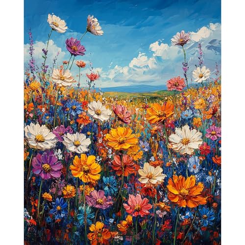 obterie Flowers Paint by Numbers Kit for Adults Beginner Floral Oil Painting Kit Adult Paint by Number Kits on Canvas Wildflower DIY Painting for Beginners Art by Numbers for Gifts Home Wall Decor 16x20 Inch - Image 1