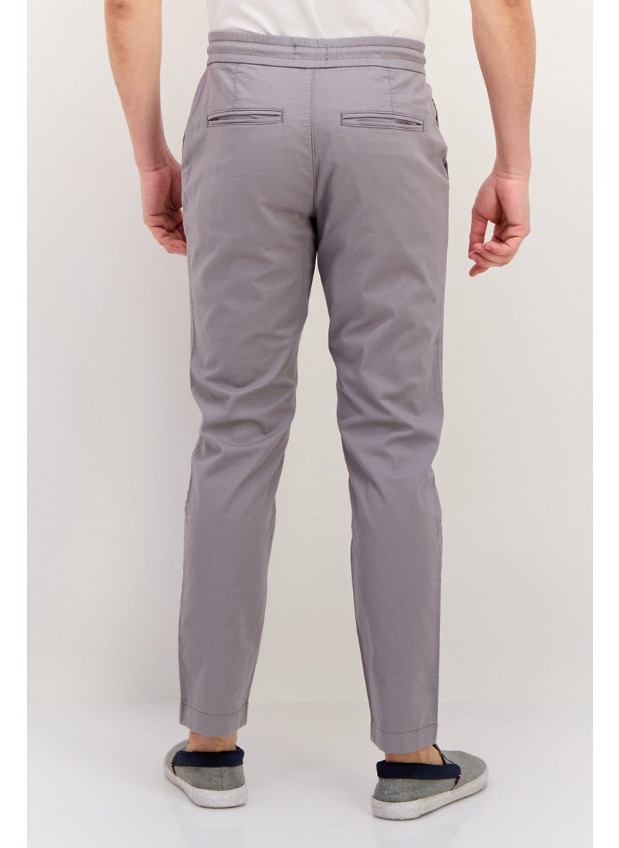 ESPRIT Men Regular Fit Plain Straight Leg Pants, Grey  - Image 3