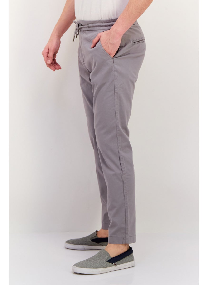 ESPRIT Men Regular Fit Plain Straight Leg Pants, Grey  - Image 2