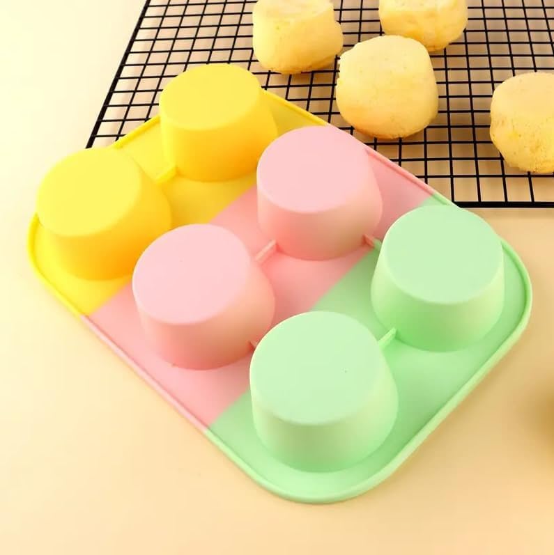 LEKORED 6pcs Silicone Muffin Mould 6 Cavity Silicone Muffin Pan Regular Silicone Cupcake Pan Egg Muffin Pan NonStick Cake Molds Great for Making Muffin Cakes Tart Bread Pack of 1 - Image 2
