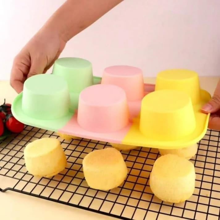 LEKORED 6pcs Silicone Muffin Mould 6 Cavity Silicone Muffin Pan Regular Silicone Cupcake Pan Egg Muffin Pan NonStick Cake Molds Great for Making Muffin Cakes Tart Bread Pack of 1 - Image 4