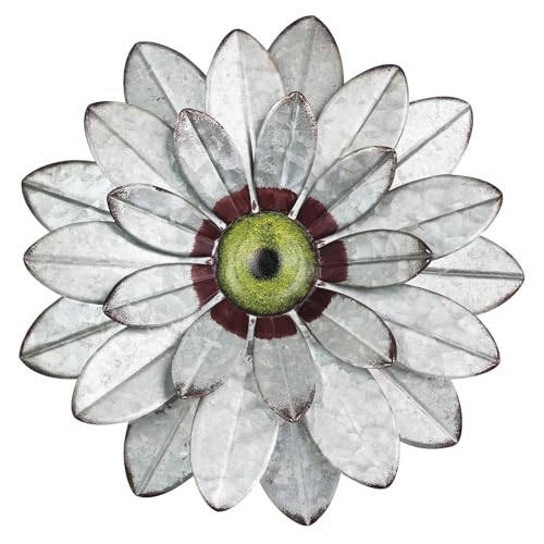 YEAHOME Metal Flower Wall Decor, 11" Boho Wall Art for Bedroom/Rustic Patio Decor - Image 1