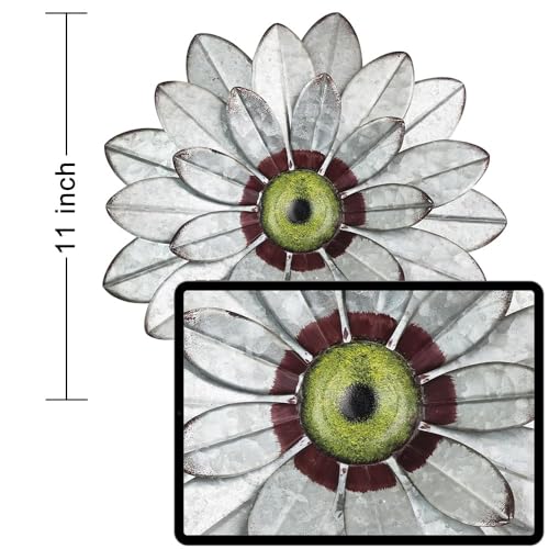 YEAHOME Metal Flower Wall Decor, 11" Boho Wall Art for Bedroom/Rustic Patio Decor - Image 2