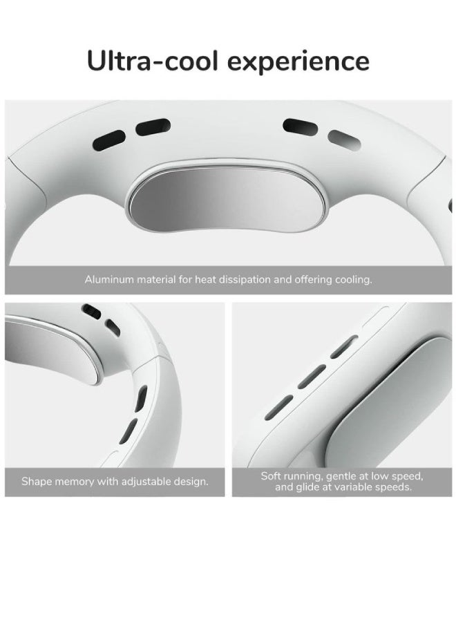 AROAQ Portable Bladeless Neck Fan | Rechargeable Hanging Leafless Neck Cooler with 4 Speeds, 360° Cooling & Long Battery Life – Hands-Free Personal Fan - Gray - Image 4