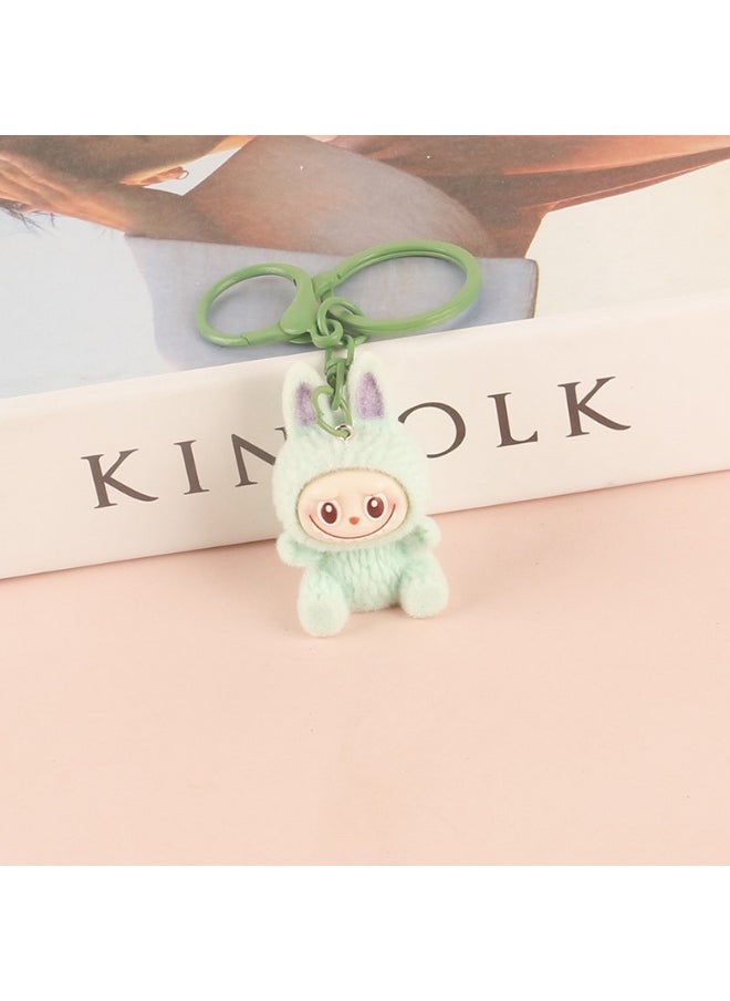 NIBEMINENT Resin Cartoon Cute Flocking LABUBU Keychain, Pendant Doll Accessory Key Chain Gift 