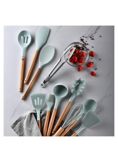 Silicone 12 Pieces In 1 Set Silicone Kitchen Accessories Cooking Tools Kitchenware Silicone Kitchen Utensils With Wooden Handles  - Image 2