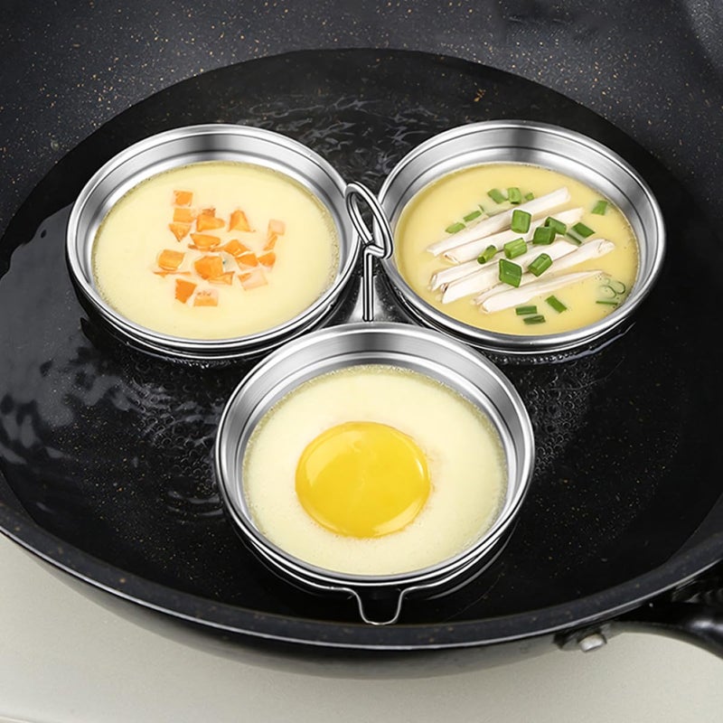 Stainless Steel Heart Shaped Egg Poacher Mold Set Nonstick Poached Egg Cooker Pan - Image 5