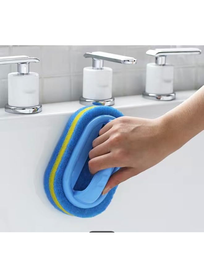 PROMASS Sponge with handle kitchen tool Handle Sponge Brush Blue Soft Magic Sponge Eraser Cleaning Bathtub Ceramic Tile Cleaner Kitchen Tool Household Cleaning Brush - Image 1