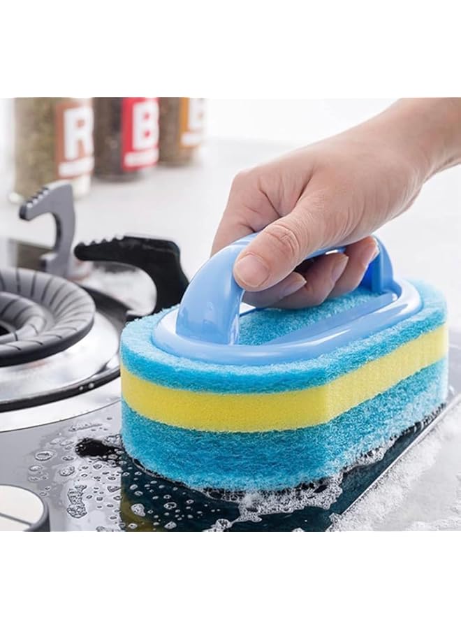 PROMASS Sponge with handle kitchen tool Handle Sponge Brush Blue Soft Magic Sponge Eraser Cleaning Bathtub Ceramic Tile Cleaner Kitchen Tool Household Cleaning Brush - Image 3