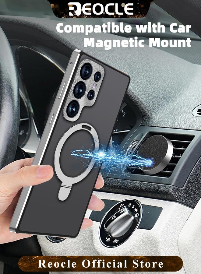 REOCLE Magnetic Phone Case Phone Cover Double-Sided Protection Metal Frame Phone Case with Invisible Magsafe Bracket for Samsung S23 S22 Ultra  - Image 2