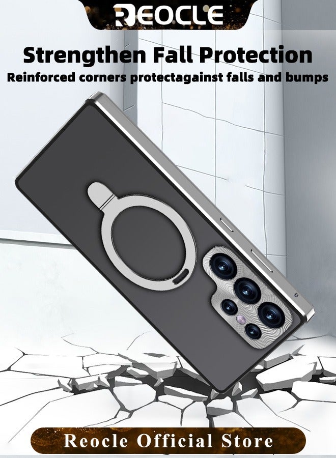REOCLE Magnetic Phone Case Phone Cover Double-Sided Protection Metal Frame Phone Case with Invisible Magsafe Bracket for Samsung S23 S22 Ultra  - Image 5