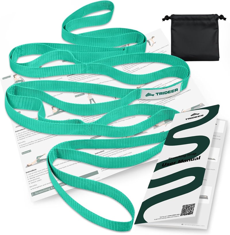 Trideer Stretching Strap Yoga Strap for Physical Therapy, 10 Loops Yoga Straps for Stretching, Non-Elastic Stretch Strap for Pilates, Exercise, Stretch Band for Women & Men - Image 1