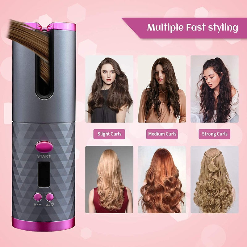 Deoxys Cordless Automatic Hair Curler AntiTangle Wireless Auto Curling Iron Wand Portable USB Rechargeable Spin Curler Ceramic Barrel Rotating for Short HairLong HairHeats Up QuickDE28 - Image 5