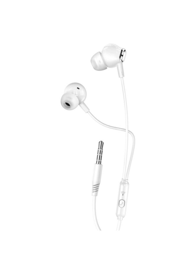 إكس أو سماعات أذن سلكية EP58 مزودة بمدخل AUX مقاس 3.5 مم، وميكروفون مدمج وتحكم في السلك، وكابل TPE مانع للتشابك بطول 1.2 متر، وتصميم خفيف الوزن، وصوت ستيريو واضح، ومتوافقة مع الهواتف الذكية والأجهزة اللوحية - لون أبيض - Image 2