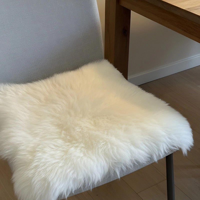 Kopal Sheepskin Chair Pad, Genuine Natural Lambskin Cushion with Foam Padded, 18x18 Inches, Natural White, 1 Pack - Image 5