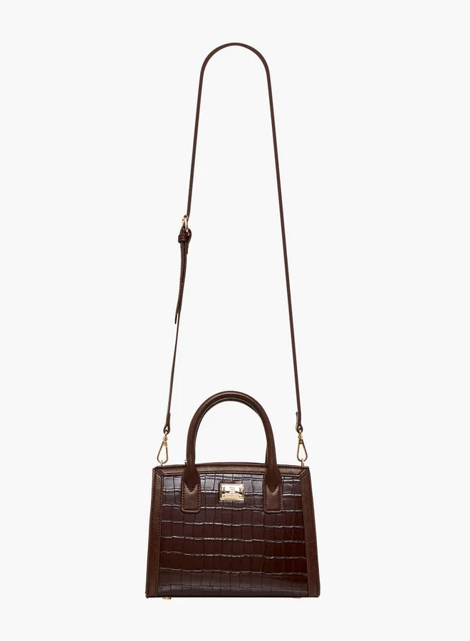 فلورا بيلا من شو إكسبرس Textured Tote Bag with Detachable Strap and Zip Closure