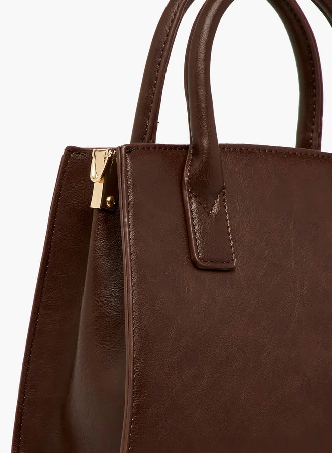 فلورا بيلا من شو إكسبرس Textured Tote Bag with Detachable Strap and Zip Closure