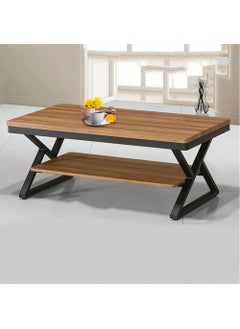 AGD Wooden 2 Layer Rectangular Coffee Table with Open Storage Shelf, Modern Small Furniture Table for Living Room Home Office Sofa Table 110 x 60 x 45 cm Wooden Color  - Image 1