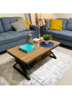 AGD Wooden 2 Layer Rectangular Coffee Table with Open Storage Shelf, Modern Small Furniture Table for Living Room Home Office Sofa Table 110 x 60 x 45 cm Wooden Color  - Image 4