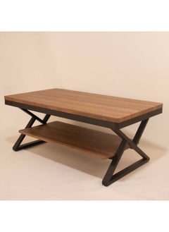 AGD Wooden 2 Layer Rectangular Coffee Table with Open Storage Shelf, Modern Small Furniture Table for Living Room Home Office Sofa Table 110 x 60 x 45 cm Wooden Color  - Image 3