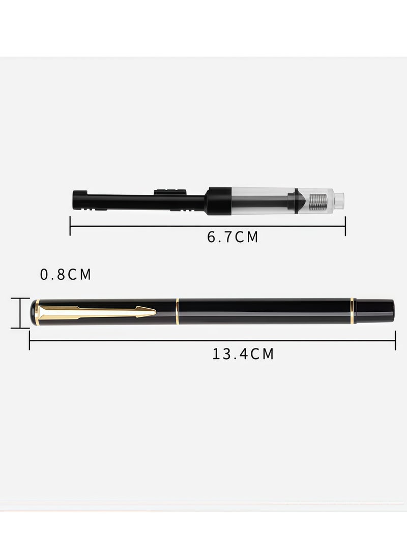 Fountain Pen Set with Gift Box, Refillable High End Business Signature Pen, 1.0MM Classic Metal Pen for Men and Women Writing (Black) - Image 2