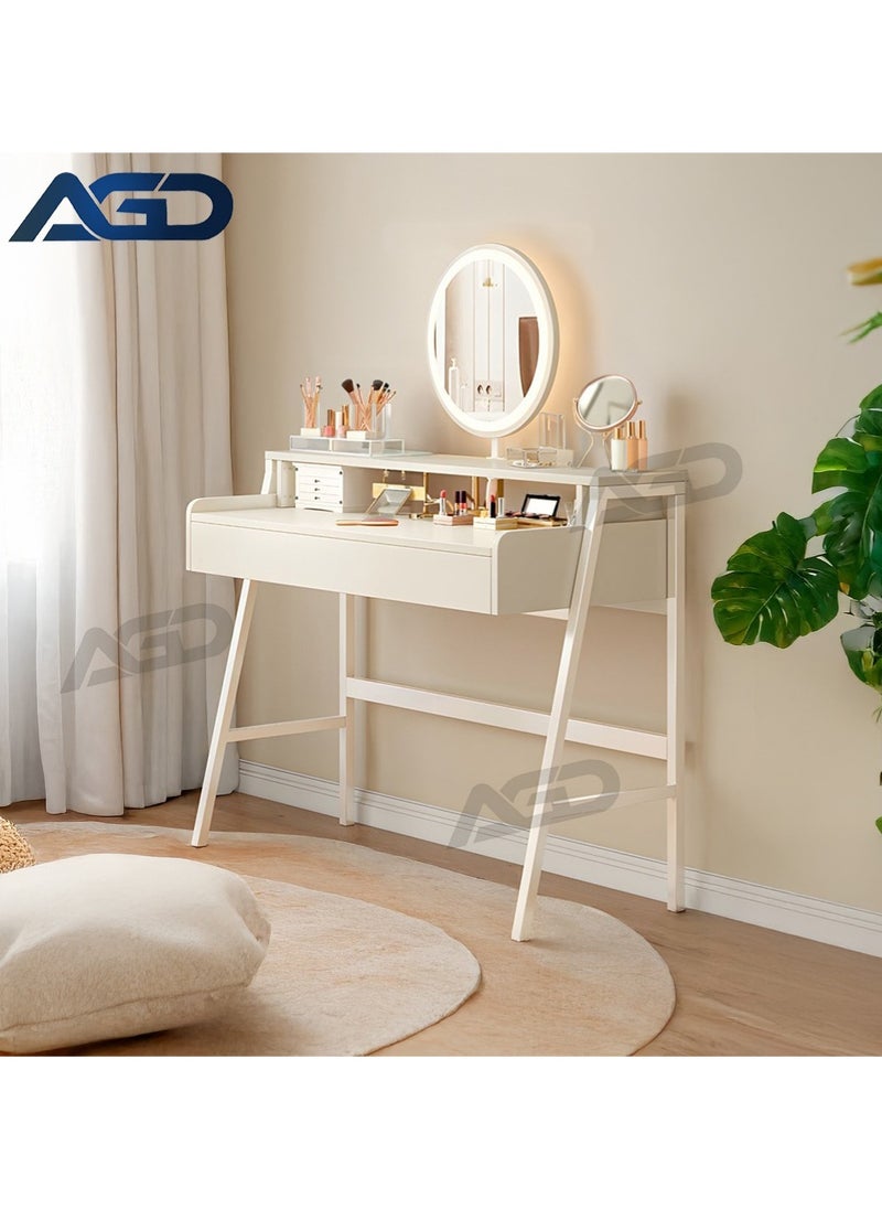 AGD Modern Design Vanity Table with Mirror, Two-Drawer Storage Makeup Table, Multifunctional Bedroom Dresser (100x35x90 cm)  - Image 2