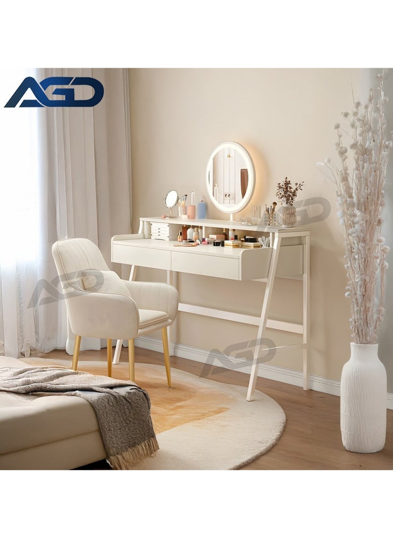 AGD Modern Design Vanity Table with Mirror, Two-Drawer Storage Makeup Table, Multifunctional Bedroom Dresser (100x35x90 cm)  - Image 3