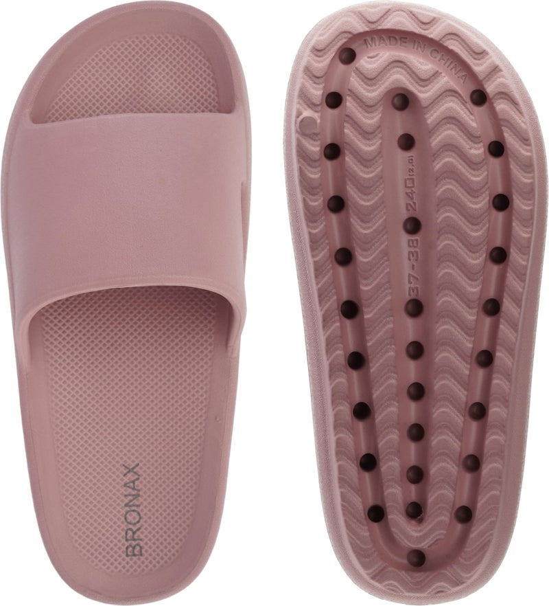BRONAX Arch Support Slides for Women and Mens | Cushioned Thick Sole Pain Relief Slippers 4-5.5 Women/3-4 Men Blush - Image 4