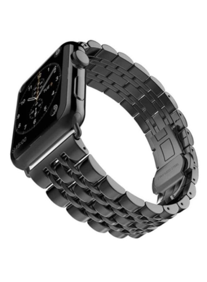 Loquat Replacement Stainless Steel Band For Apple Watch Series 3/2/1 Black - Image 1