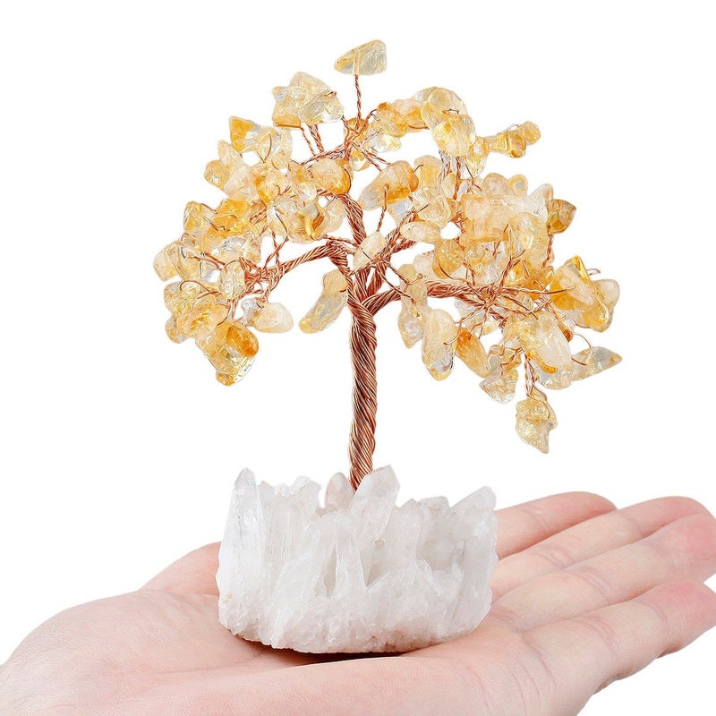 mookaitedecor Citrine Crystal Tree, Quartz Cluster Rock Crystal Base Bonsai Money Tree for Wealth and Luck - Image 2