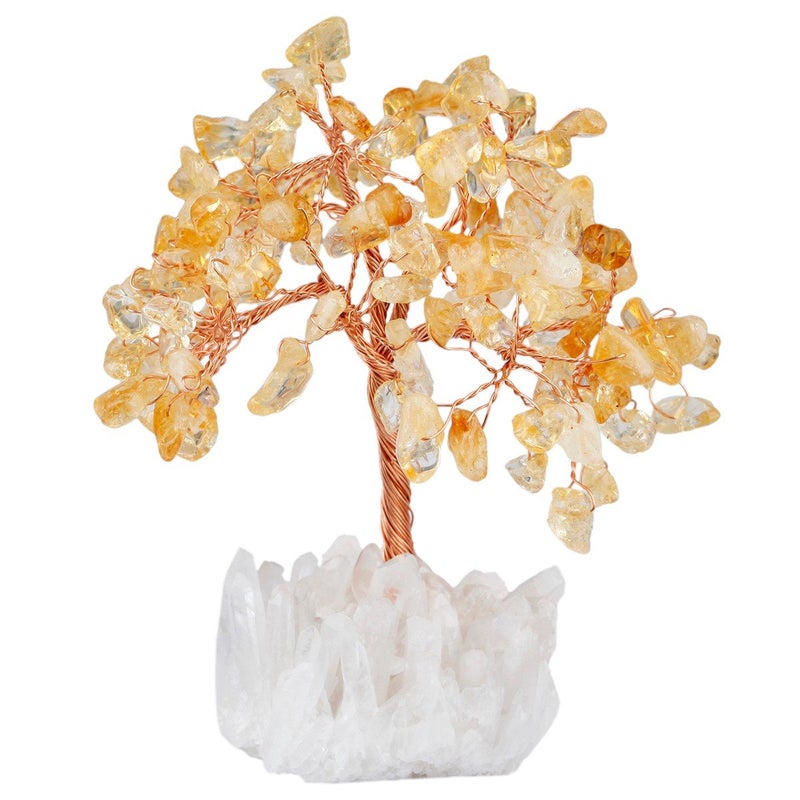 mookaitedecor Citrine Crystal Tree, Quartz Cluster Rock Crystal Base Bonsai Money Tree for Wealth and Luck - Image 1