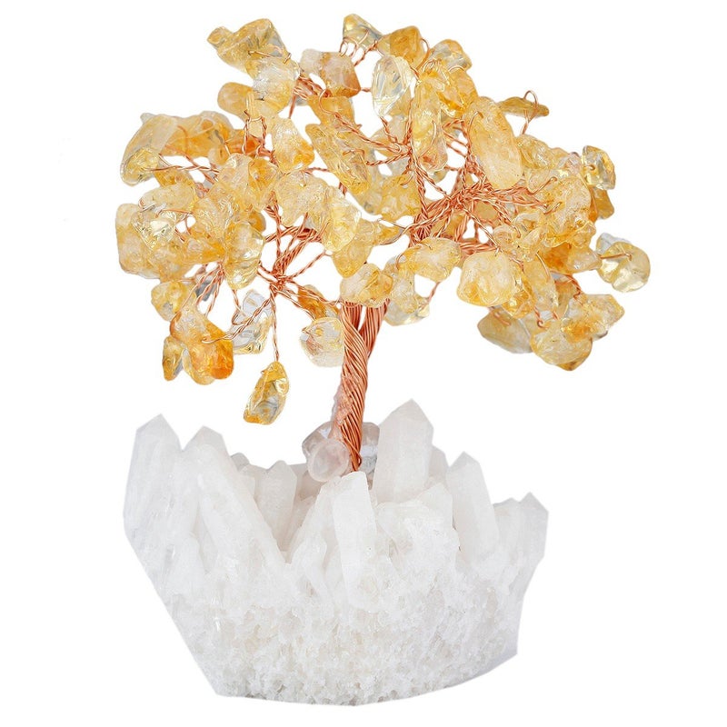 mookaitedecor Citrine Crystal Tree, Quartz Cluster Rock Crystal Base Bonsai Money Tree for Wealth and Luck - Image 4