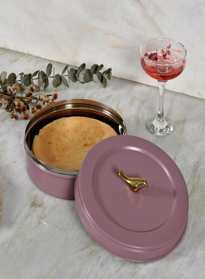 Elan Tight Lid Stainless Steel Casted Bird | Storage Box for Roti/Papad/Chapati | Multipurpose Dabba with Tight Lid | Roti Server (Casserole, Mauve) - Image 5