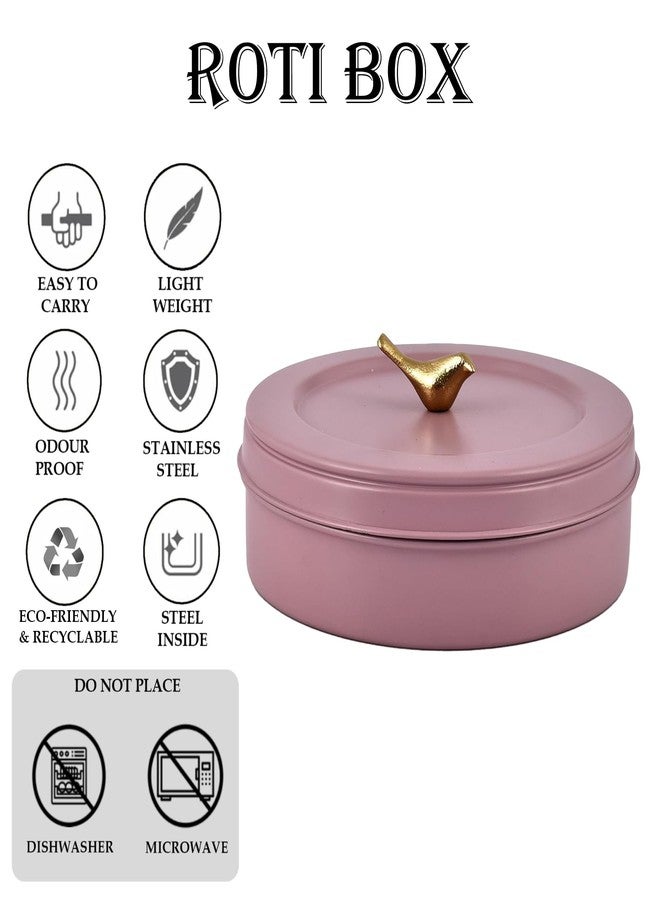 Elan Tight Lid Stainless Steel Casted Bird | Storage Box for Roti/Papad/Chapati | Multipurpose Dabba with Tight Lid | Roti Server (Casserole, Mauve) - Image 4