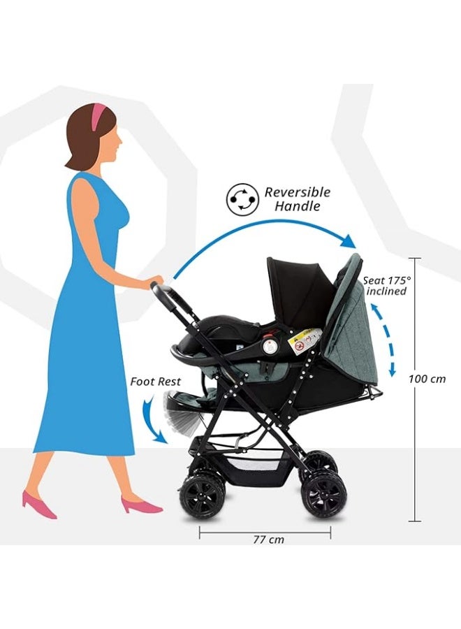 Teknum Look at Me Reversible Stroller | Forward-Facing and Parent Seat | 3-Point Harness | Reversible Handle | Shock Absorbing System | Powerful Brakes | Wide Seat | Newborn to 36 Months - Image 2