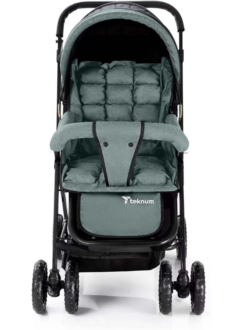 Teknum Look at Me Reversible Stroller | Forward-Facing and Parent Seat | 3-Point Harness | Reversible Handle | Shock Absorbing System | Powerful Brakes | Wide Seat | Newborn to 36 Months - Image 3