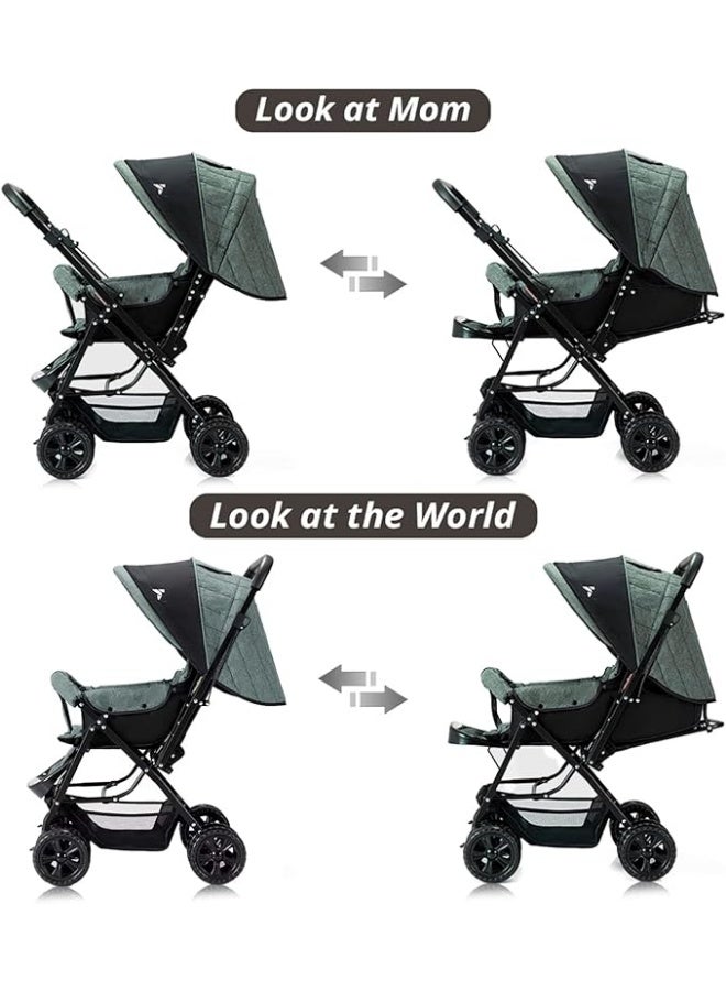 Teknum Look at Me Reversible Stroller | Forward-Facing and Parent Seat | 3-Point Harness | Reversible Handle | Shock Absorbing System | Powerful Brakes | Wide Seat | Newborn to 36 Months - Image 5