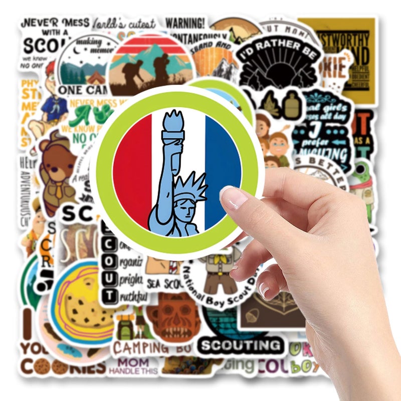 YEESACG 64pcs Boy Scouts Sticker, Cute Cartoon Vinyl Waterproof Stickers for Water Bottle,Skateboard,Laptop,Phone,Journaling,Scrapbooking Decals for Party Supply Decor - Image 3