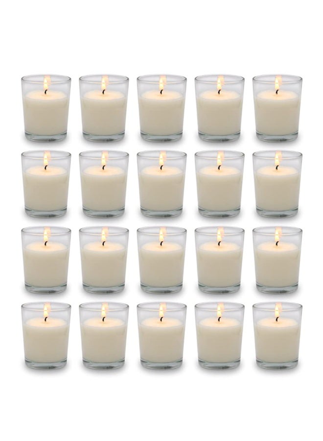 Set of 20 White Votive Candles Clear Glass Filled Unscented Soy Wax Candle for Home Spa Weddings Birthday Holidays Party and DIY  - Image 1