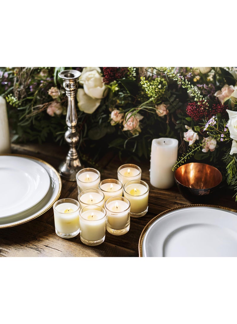 Set of 20 White Votive Candles Clear Glass Filled Unscented Soy Wax Candle for Home Spa Weddings Birthday Holidays Party and DIY  - Image 3