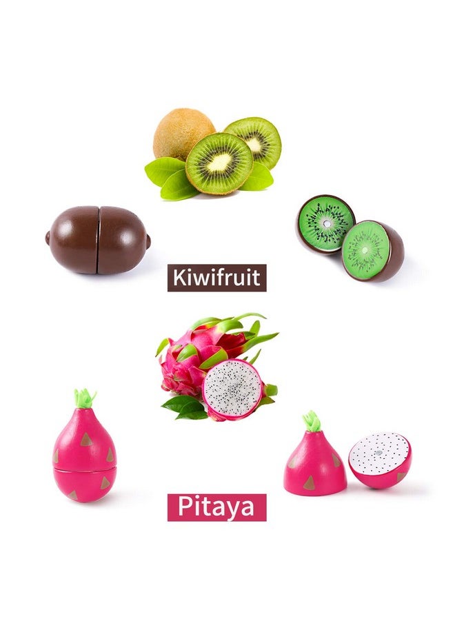 iPlay, iLearn iPlay, iLearn Wooden Play Food Toy, Kids Wood Cutting Magnetic Fruit Vegetables, Toddler Cooking Pretend Play Kitchen Food Set, Montessori Educational Birthday Gift for Age 3 4 5 6 7 Year Old Girl Boy  - Image 3